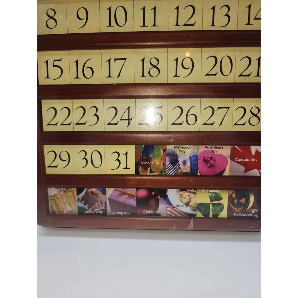 Four Seasons Perpetual Calendar Wooden Wall Decor Interchangeable Tiles Floral